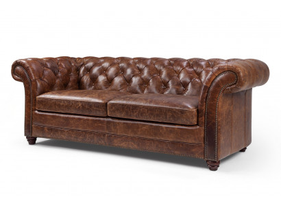 Chesterfield 100% Echt Lieder Ledersofa Sofa Couch Polster Klassesch Couchen