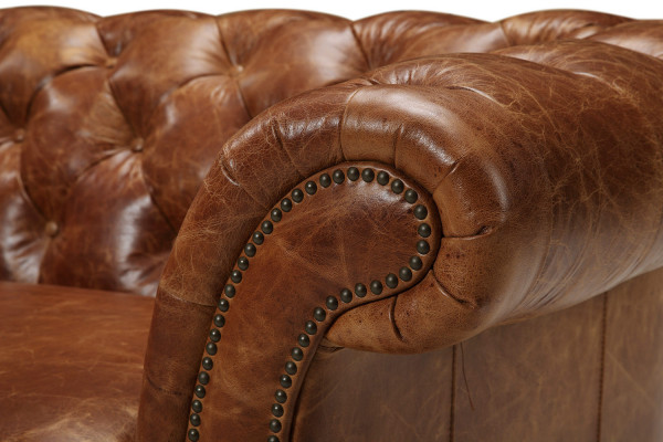 Chesterfield 100% Echt Lieder Ledersofa Sofa Couch Polster Klassesch Couchen