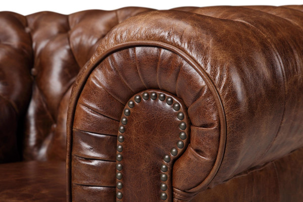 Chesterfield 100% Echt Lieder Ledersofa Sofa Couch Polster Klassesch Couchen