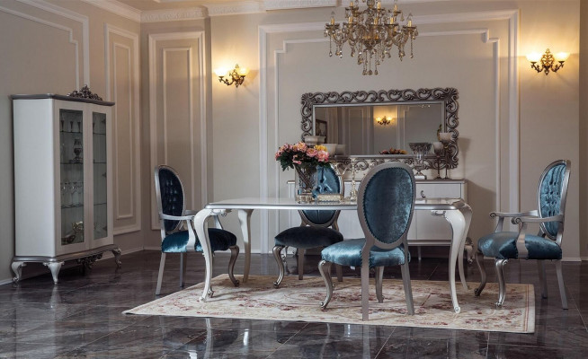 Vitrine Wäiss Glasschaf Design Klassesch Schaf Luxus Holz Miwwelen