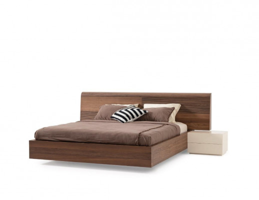 4-deeleche Schlofzëmmer-Set Bett 2x Nuetsdëscher Kleederpress Schaf