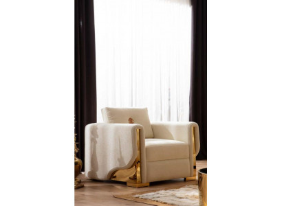 Design Eengesëtz Fotell Textil Wunnzëmmer Lounge Metall Luxus Design Canapé Miwwelen