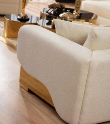 Design Eengesëtz Fotell Textil Wunnzëmmer Lounge Metall Luxus Design Canapé Miwwelen