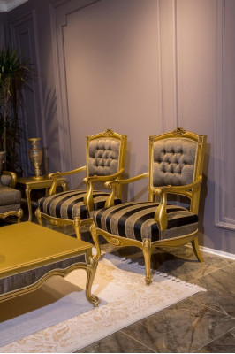 Fauteuil Miwwelen Still Art déco Design Stoff Wunnzëmmer Fauteuil Design Nei