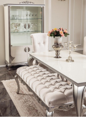 Hocker Sëtz Bänk Design Teppech Stoff Wunnzëmmer Bänk Luxus Chesterfield