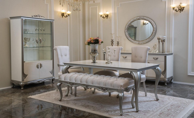 Hocker Sëtz Bänk Design Teppech Stoff Wunnzëmmer Bänk Luxus Chesterfield