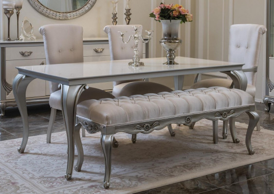 Hocker Sëtz Bänk Design Teppech Stoff Wunnzëmmer Bänk Luxus Chesterfield