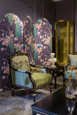 Fauteuil Klassesch Relax Stoff Lounge Textil Sëtz Luxus Setz Barock Gréng