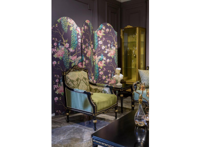 Fauteuil Klassesch Relax Stoff Lounge Textil Sëtz Luxus Setz Barock Gréng