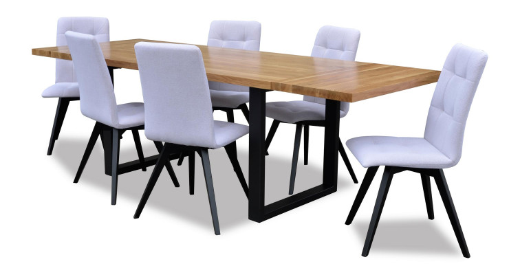 Komplett Set Iessdësch + 6 Still Set Iesszëmmer Holz Dëscher Iess Grupp Dësch 7tlg