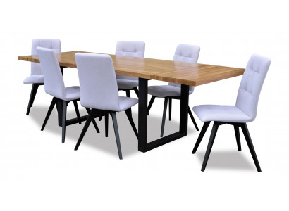 Komplett Set Iessdësch + 6 Still Set Iesszëmmer Holz Dëscher Iess Grupp Dësch 7tlg