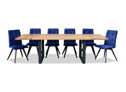 Garnitur Komplett Set Iessdësch 6 Still Iesszëmmer Grupp Holz Dësch Dëscher 7 Deeler