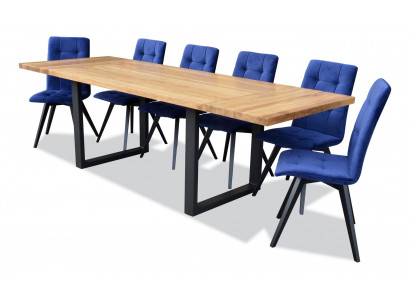 Klassesch Zesummestellung Iessdësch Dësch Holz Iesszëmmer 6x Stull Set Still 7 Deeler Set