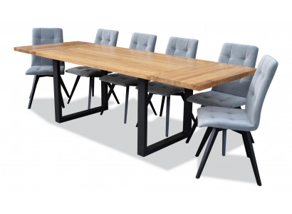 Iessdësch 6x Still Klassesch Garnitur Iesszëmmer 7-teil. Set Rechtwénkleg Dësch Stull