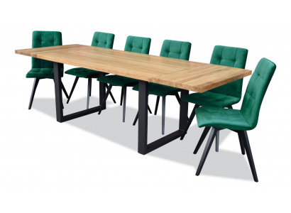 Design Iesszëmmer Stull Set Metall Dëscher Fotel 6x Still Dësch Garnitur 7tlg.