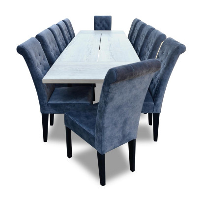 Luxus Iesszëmmer Design Garnitur 7tlg. Set Dësch + 6 Stull Modern Komplett Neit
