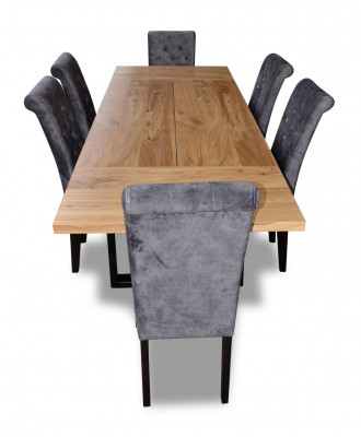 Modernt Iessdësch Dësch Holz Iesszëmmer Garnitur 6x Stull Set Still 7 Deeler Set nei