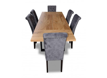 Modernt Iessdësch Dësch Holz Iesszëmmer Garnitur 6x Stull Set Still 7 Deeler Set nei