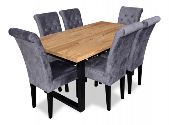 Modernt Iessdësch Dësch Holz Iesszëmmer Garnitur 6x Stull Set Still 7 Deeler Set nei