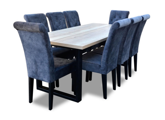 Luxus Iesszëmmer Design Garnitur 7tlg. Set Dësch + 6 Stull Modern Komplett Neit