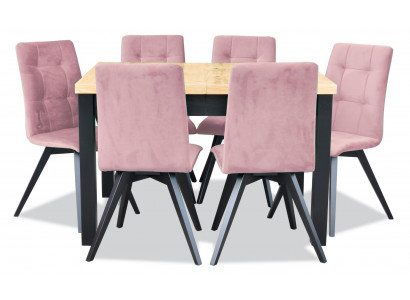 Klasseschen Iessdësch Dësch Holz Iesszëmmer Garnitur 6x Stull Set Still 7 Stéck Set