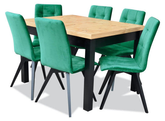 Iesszëmmer Set Luxus Dësch 6x Still Iessdësch Lehnstill Garnitur 7tlg.Gruppe Nei