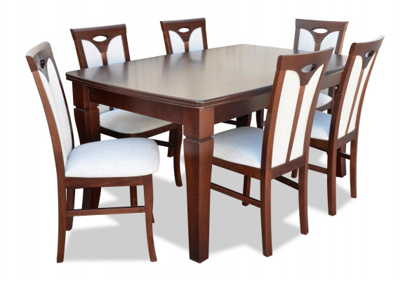 Iesszëmmer Set Iessdësch 6 x Stull Set Klassesch Dësch Iessgrupp 7 Stéck.