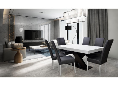 Iesszëmmer Set Vitrin Iessdësch 6x Stull Garnitur Dësch Grupp 7tlg. Set Modern