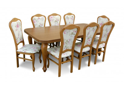 Komplett Set Iessdësch + 8 Still Iesszëmmer Set Iess Grupp Holz Dësch Dëscher 9tlg