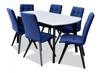 Komplett Set Iessdësch Iesszëmmer 6x Stull Set Holz Iess Grupp Dësch Dëscher 7 Deeler