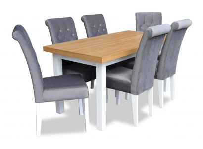 Fauteuil Iessdësch mat 6 Stull Iessensemble Iesszëmmer Dëschgrupp Garnitur 7tlg