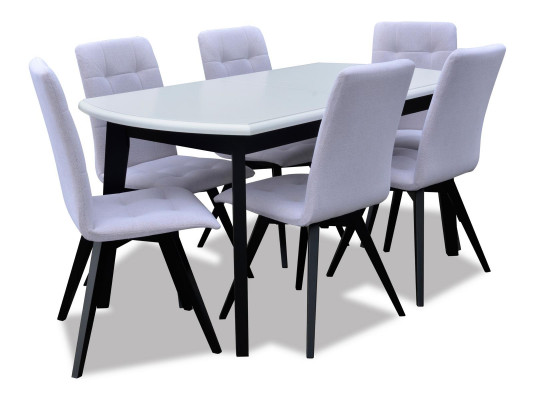 Komplett Set Iessdësch + 6 Stull Esszëmmer Set Iess Grupp Holz Dësch Dëscher Nei