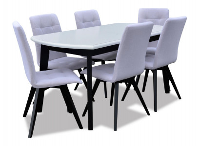 Komplett Set Iessdësch + 6 Stull Esszëmmer Set Iess Grupp Holz Dësch Dëscher Nei