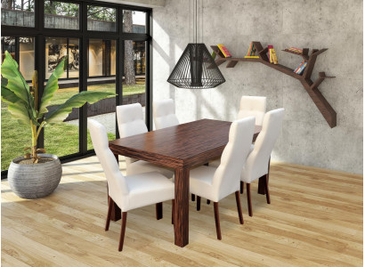 Klasseschen Iessdësch Dësch Holz Garnitur Iesszëmmer 6x Stull Set Still 7 Stéck Set