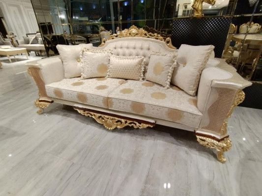 Dreisëtzer Design Sofa 3 Sëtzer Couchen Textil Chesterfield Sofa 3er Stoff Nei