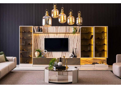 Elegant Wunnwand Wunnezëmmer Usaz Wand 388cm Luxus Wunnwänn Sideboard