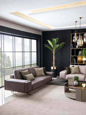Luxus Sofa Set 3+3+1 Sëtz Couchen Set Miwwelen Ariichtung Sëtzpolster