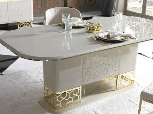Modern Iesszëmmer Set Miwwelen Iessdësch 4x Stull Kommode Schlaffkommode 6tlg