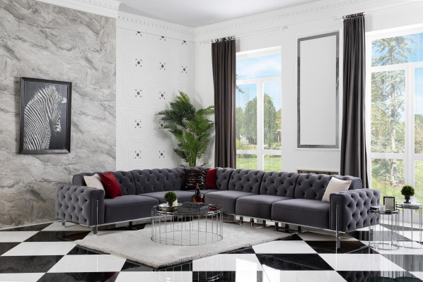 Moderne Ecksofa L-Form Wunnzëmmer Gro Faarf Holz Textil Couchen