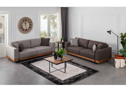 Luxus Canapé-Set Brong Canapé 3+3 Sëtzer Stoffcanapé Luxus Designen