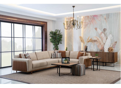 Eckssofa L-Form Wunnzëmmer Modernen Luxus Miwwel Canapé Eckgarnitur Beige