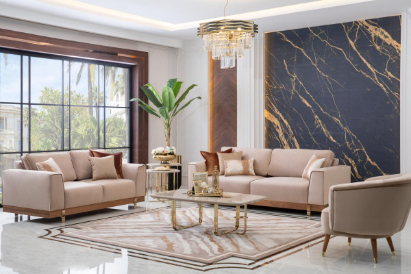 Luxus Sofagarnitur 3+2+1 Sëtz Sessel Couch Polster Miwwel Design 3tlg.