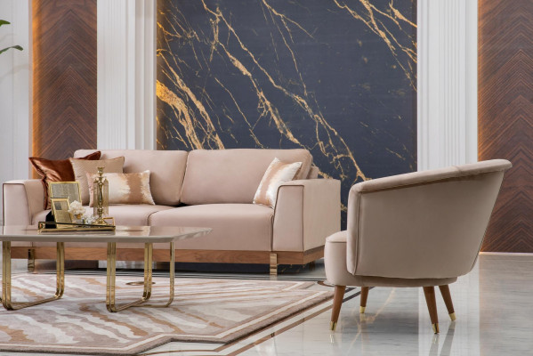 Luxus Sofagarnitur 3+2+1 Sëtz Sessel Couch Polster Miwwel Design 3tlg.