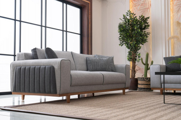 Duosofa aus Stoff Couch Polster Gemittlech Stoff-Couch Zweekëscht-Stoffsëtzbank