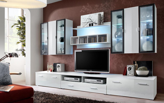 Wunnwand Designer TV-Ständer Wunnzëmmer Ariichtung Holz Modern Miwwelen