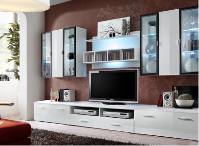 Wunnwand Designer TV-Ständer Wunnzëmmer Ariichtung Holz Modern Miwwelen