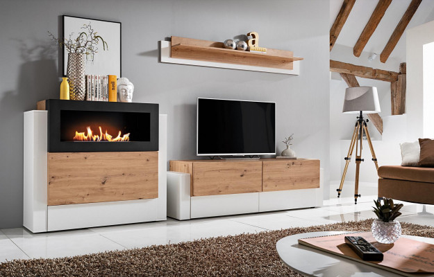 Designer wäiss Wunnzëmmerwand Luxus Kommode mat Kamäin Ariichtung Wunnzëmmermiwwele.