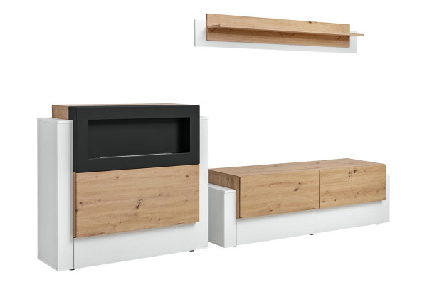 Designer wäiss Wunnzëmmerwand Luxus Kommode mat Kamäin Ariichtung Wunnzëmmermiwwele.