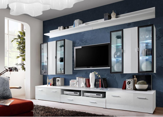 Wunnzëimmerméiwele Set Designer Wunnwand Ariichtung Wandschaf Wäiss