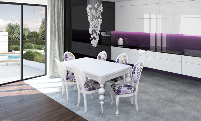 Designer Dësch mat 6 Stull Sëtz Holz Dëscher Iesszëmmer Garnitur